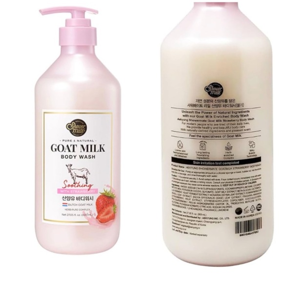 Shower Mate Pure & Natural Goat Milk Body Wash-Soothing Strawberry. Exp 2028 NWT - Picture 1 of 6